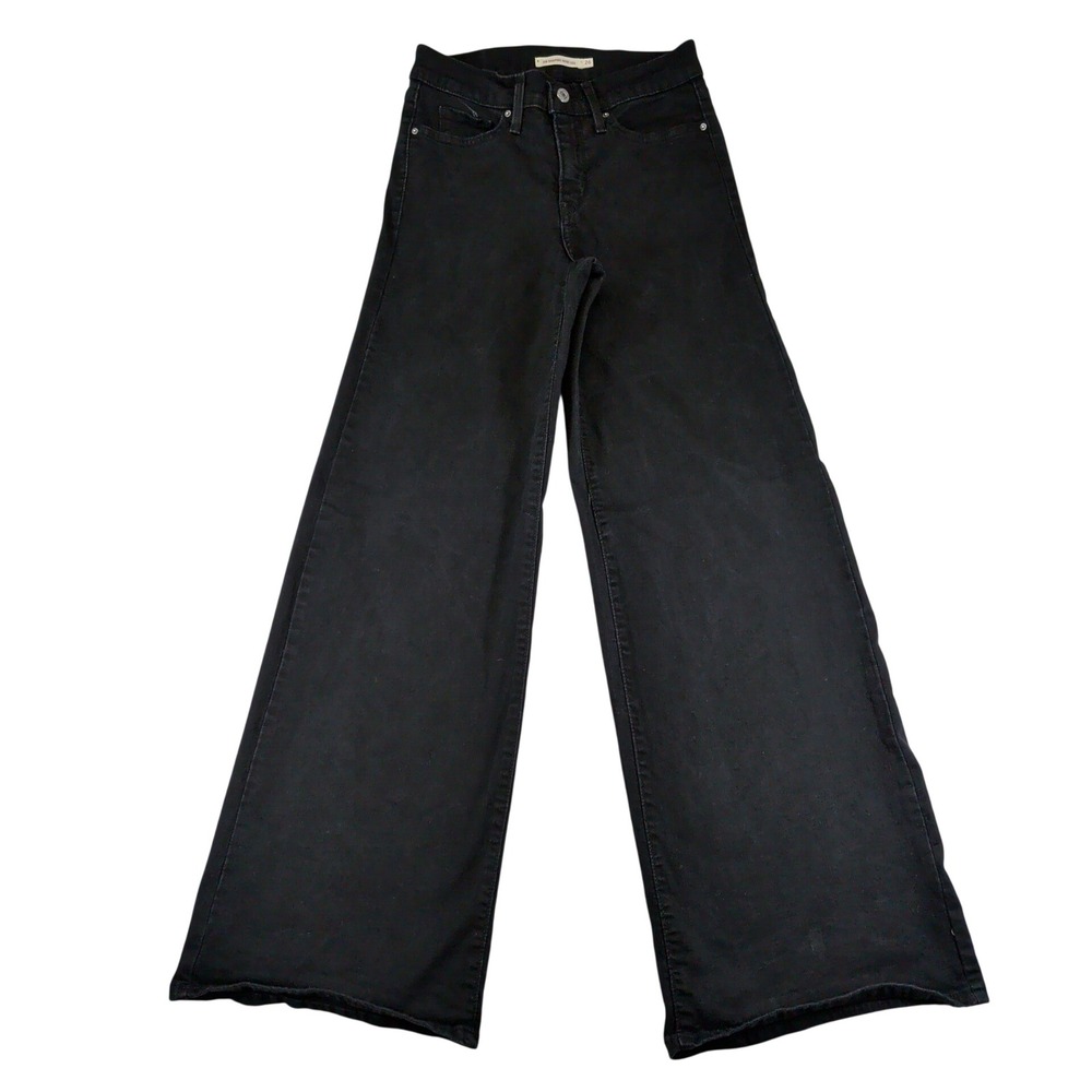 Levis 318 Shaping Wide Leg Jeans Womens 26 Black Mid Rise Stretch 001PZ-0003